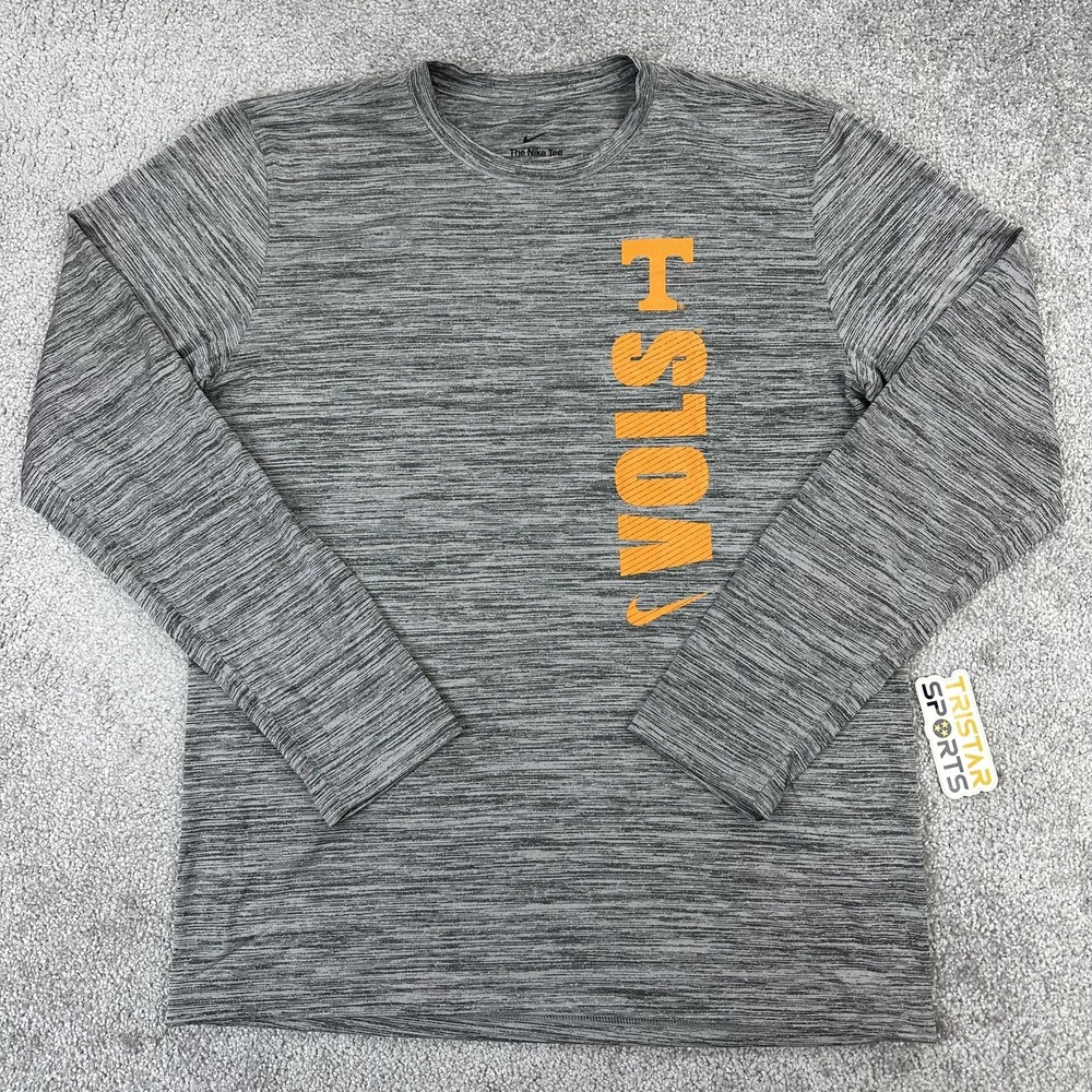 Tennessee Volunteers Shirt Mens Medium Nike Gray Dri Fit Long Sleeve Sideline
